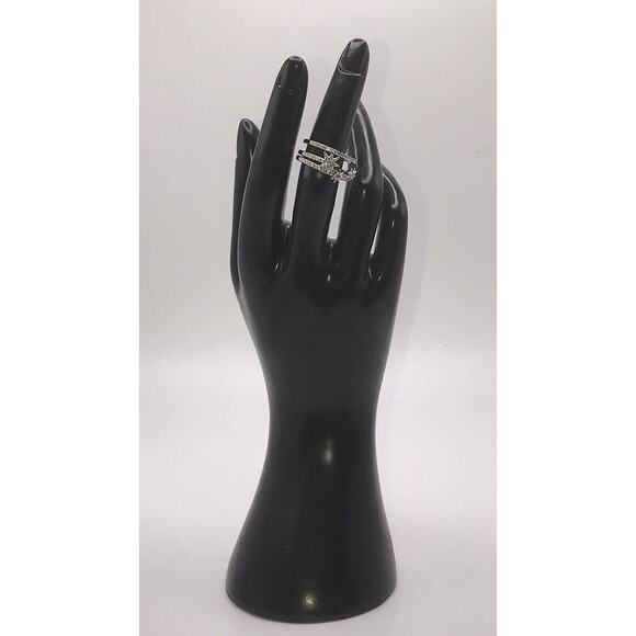 Swarovski FIZZY Crystal Pave Silver Retired 7/55/M Stackable Signed Ring Set - Picture 7 of 12